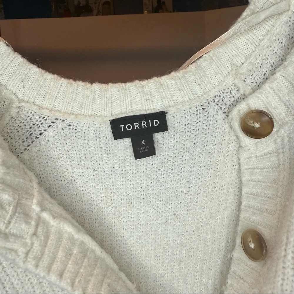 Torrid Cream Button-Up Cardigan Sweater Size 4 - Picture 2 of 7
